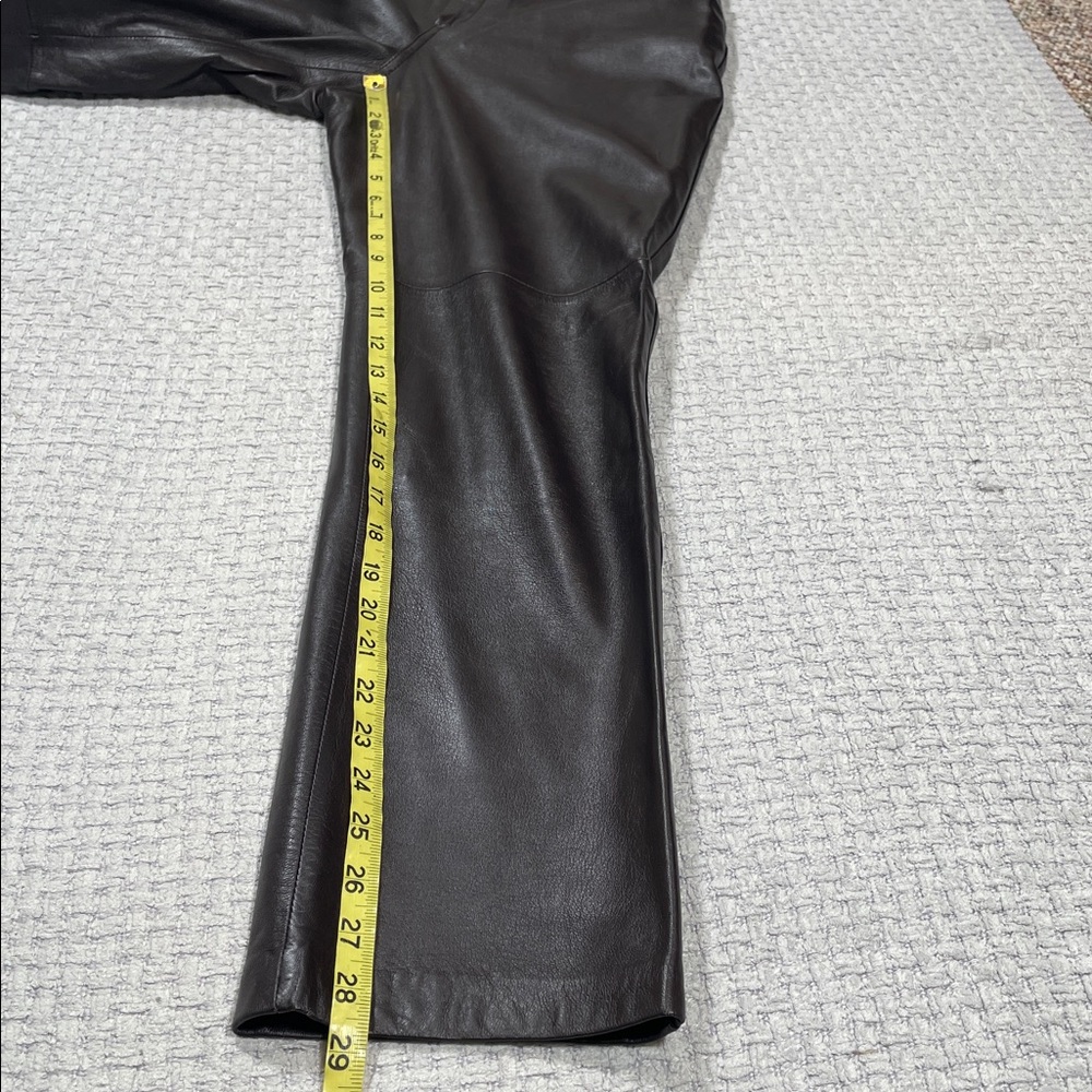 Gorgeous Brown Leather Pants Pockets Lined Vintage Size 8 Petite Real Clothes - Picture 15 of 16